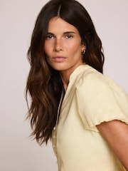 Mint Velvet Yellow Linen Peplum Top - Image 5 of 8