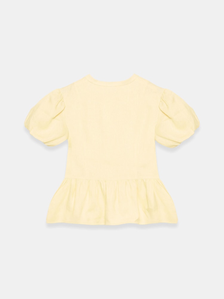 Mint Velvet Yellow Linen Peplum Top - Image 8 of 8