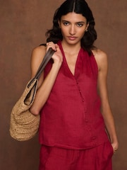 Mint Velvet Linen Halter T-Shirt - Bild 5 von 8