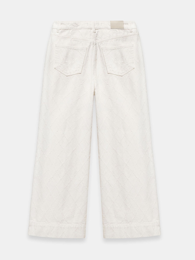 Mint Velvet Cream Diamond Textured Refined Wide Jeans - Image 7 of 7