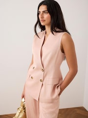 Mint Velvet Pink Tailored Longline Waistcoat - Image 1 of 7