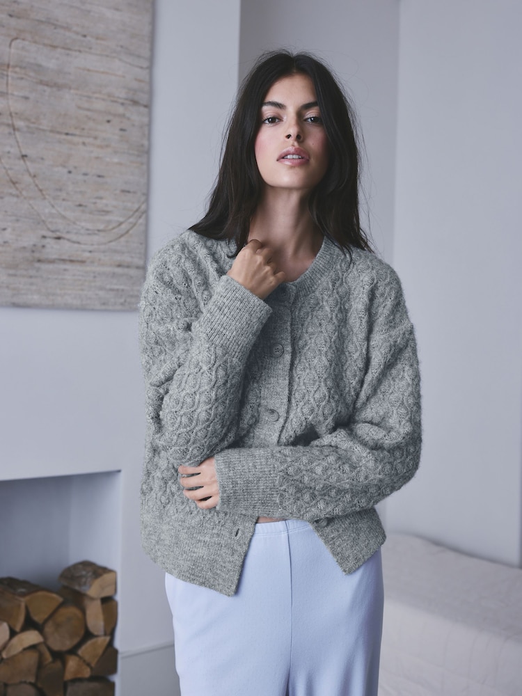 Grey Knitted Cardigan - Image 1 of 10 Grey Knitted Cardigan - Image 1 of 10