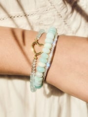 Carrie Elizabeth Gold Plated Blue Opal Beaded Bracelet - Image 1 of 3