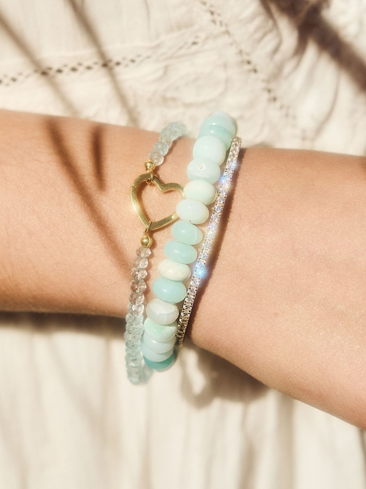 Carrie Elizabeth Gold Plated Blue Opal Beaded Bracelet - Image 1 of 3