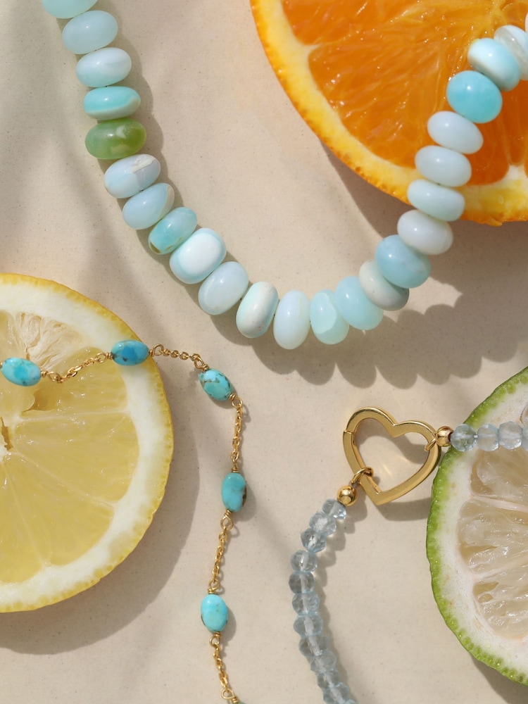 Carrie Elizabeth Gold Plated Blue Opal Beaded Bracelet - Image 3 of 3