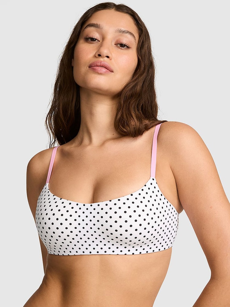 Victoria's Secret Pink White Polka Dots Lightly Lined Non Wired Bra - Image 1 of 5