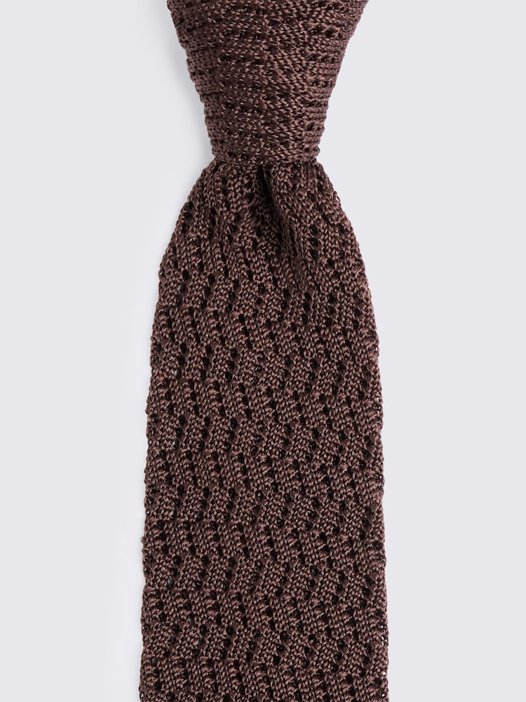 棕色 - MOSS Silk Knitted Tie - 圖片 2/2