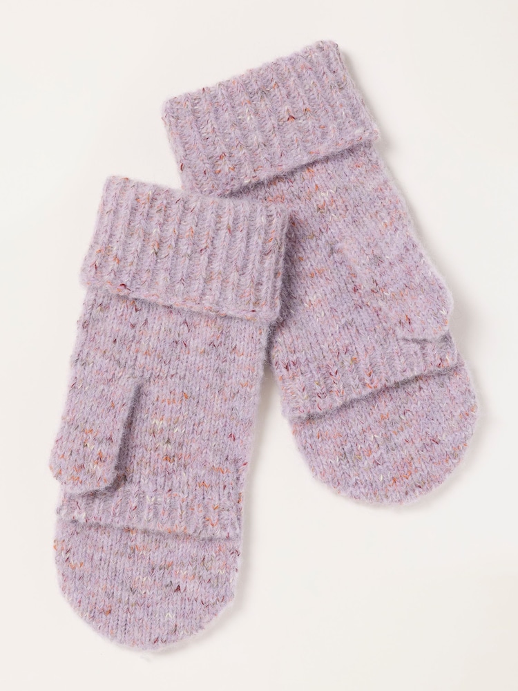 FatFace Lilac Purple Overflap Mittens - Image 2 of 3 FatFace Lilac Purple Overflap Mittens - Image 2 of 3