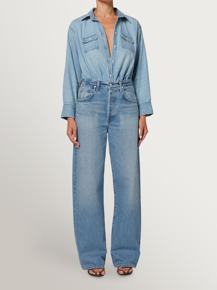 Citizens of Humanity Blue Ayla Baggy Rounded Wide Leg Jeans - Image 1 of 8 Citizens of Humanity Blue Ayla Baggy Rounded Wide Leg Jeans - Image 1 of 8