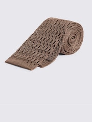 大地色 - MOSS Silk Knitted Tie - 圖片 1/2