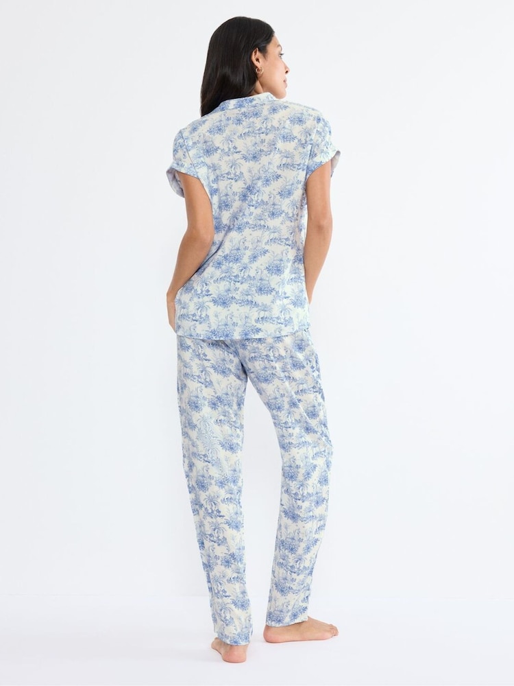 Triumph Blue Boyfriend Fit Short-Sleeved Pyjamas Set - Image 4 of 4