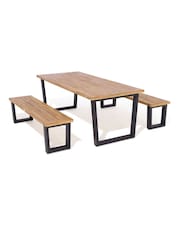 Rowlinson Natural Black Stockholm 6 Seat Garden Dining Set - Image 4 of 6