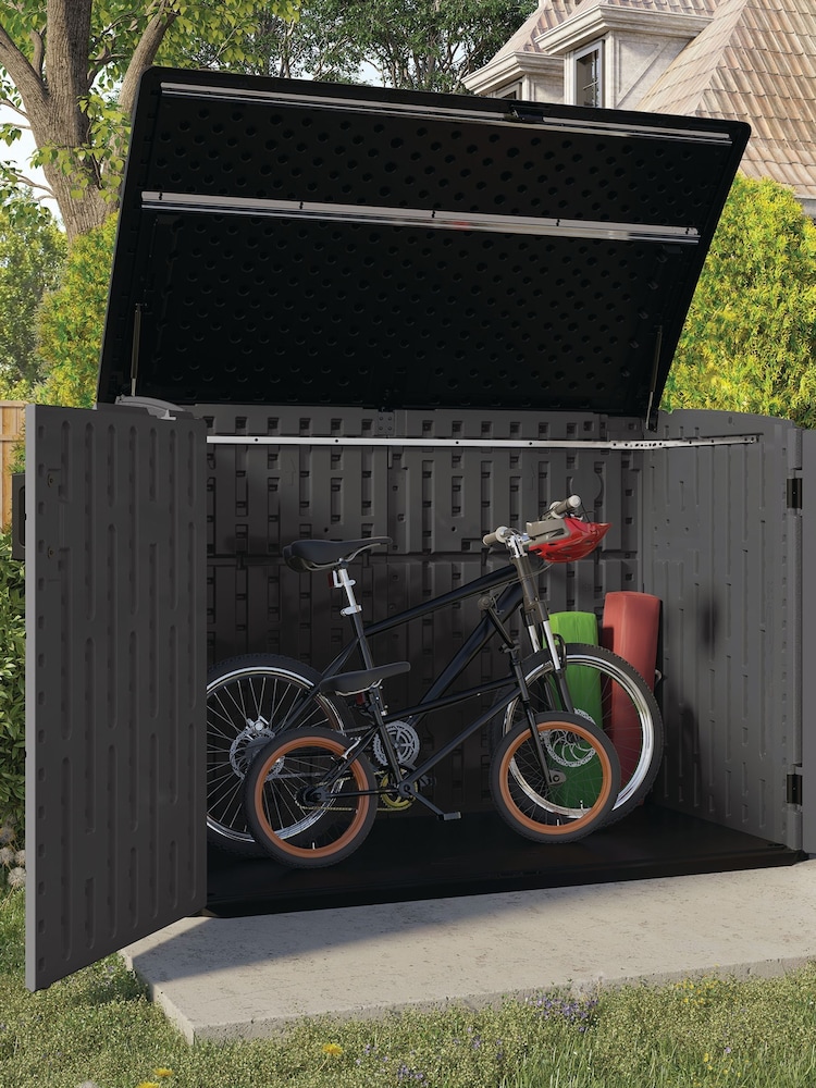 Suncast Peppercorn Grey Moda Stow-Away Large Garden Store With Assembly - Image 2 of 5