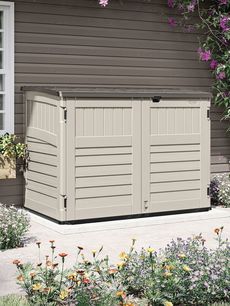 Suncast Vanilla Stow-Away Large Garden Store - Image 1 of 6