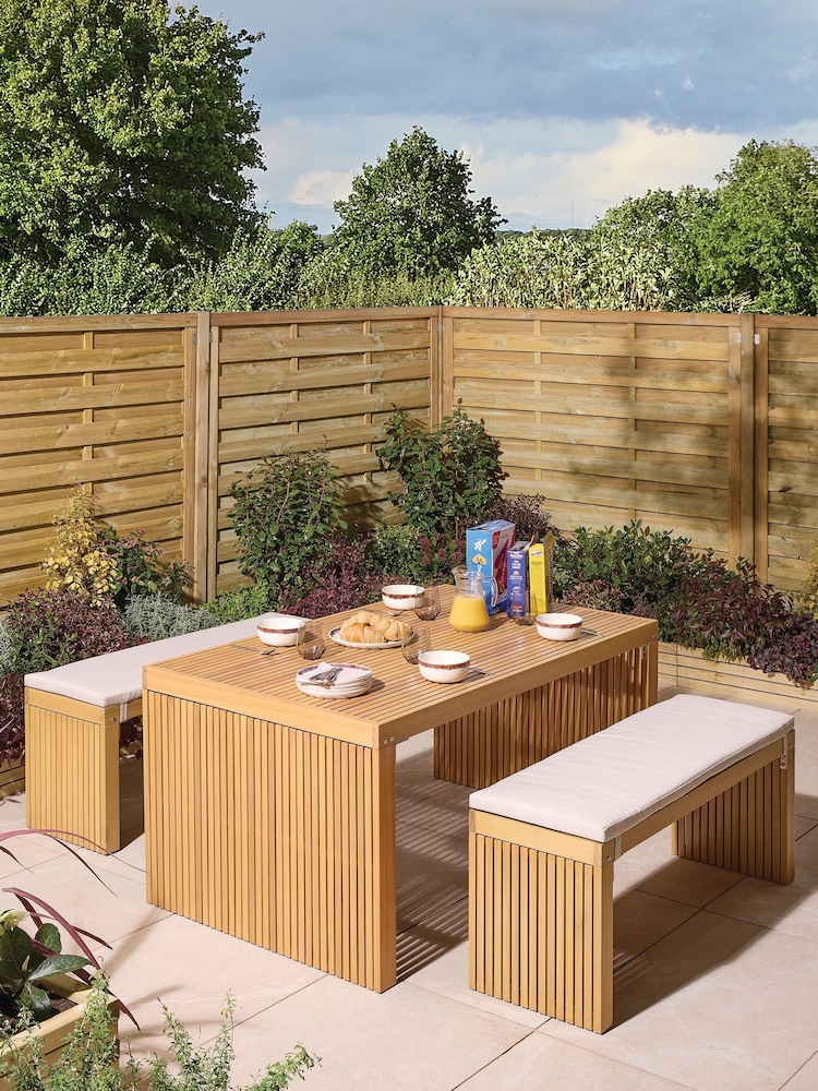 Rowlinson Natural Kyoto 4 Seat Garden Dining Set with Cushions - Image 1 of 6 Rowlinson Natural Kyoto 4 Seat Garden Dining Set with Cushions - Image 1 of 6