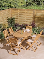 Rowlinson Natural Ashdown Folding 6 Seat Oval Garden Dining Set with Cushions - Image 1 of 6