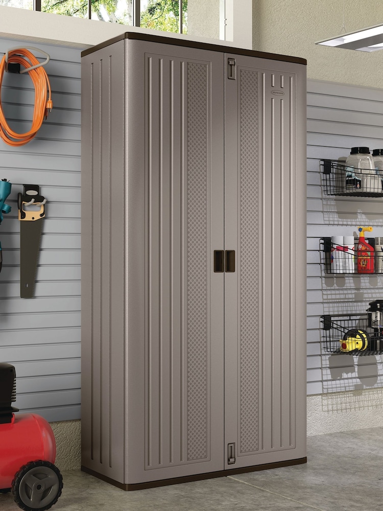 Suncast Platinum Matallic Haven Mega Tall Garden Storage Cabinet - Image 1 of 6 Suncast Platinum Matallic Haven Mega Tall Garden Storage Cabinet - Image 1 of 6