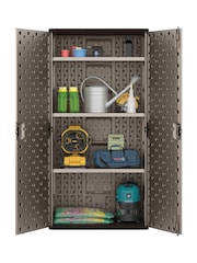 Suncast Platinum Matallic Haven Mega Tall Garden Storage Cabinet - Image 4 of 6