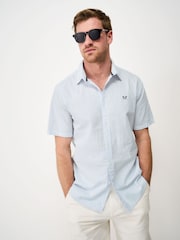 Azul - Crew Clothing Short Sleeve Seersucker Shirt - Imagen 1 de 5