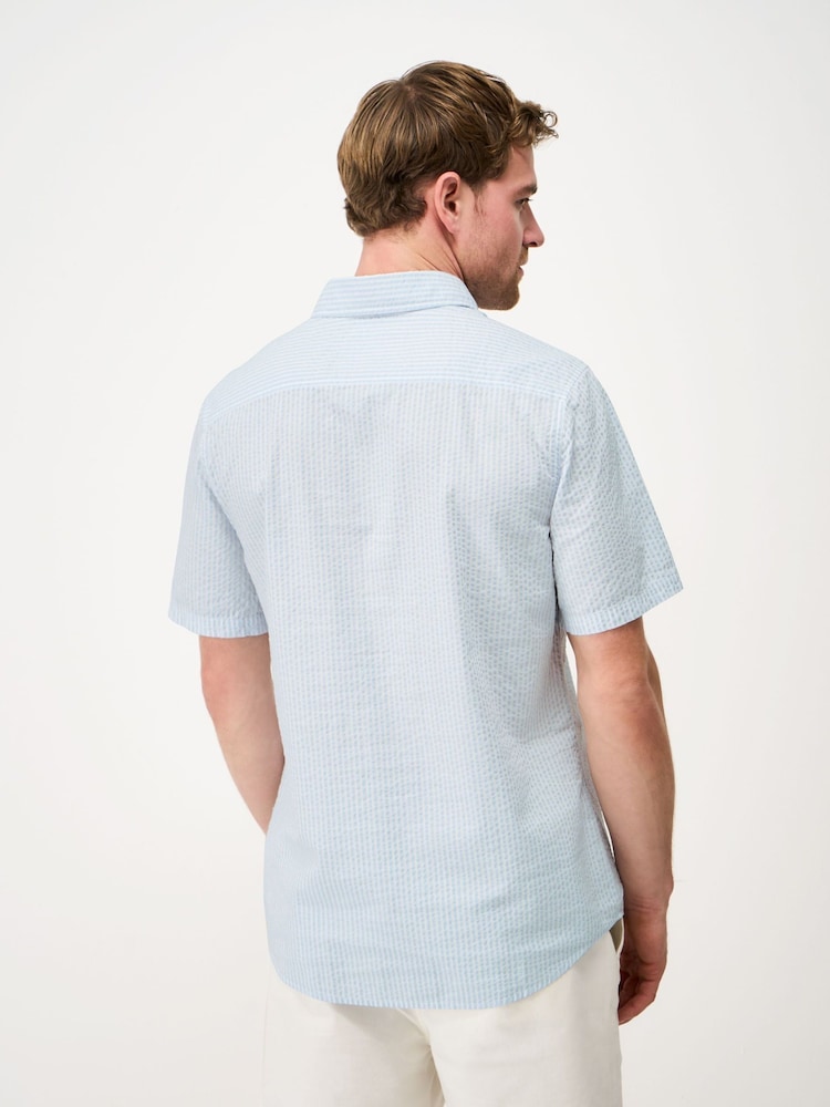 Azul - Crew Clothing Short Sleeve Seersucker Shirt - Imagen 2 de 5