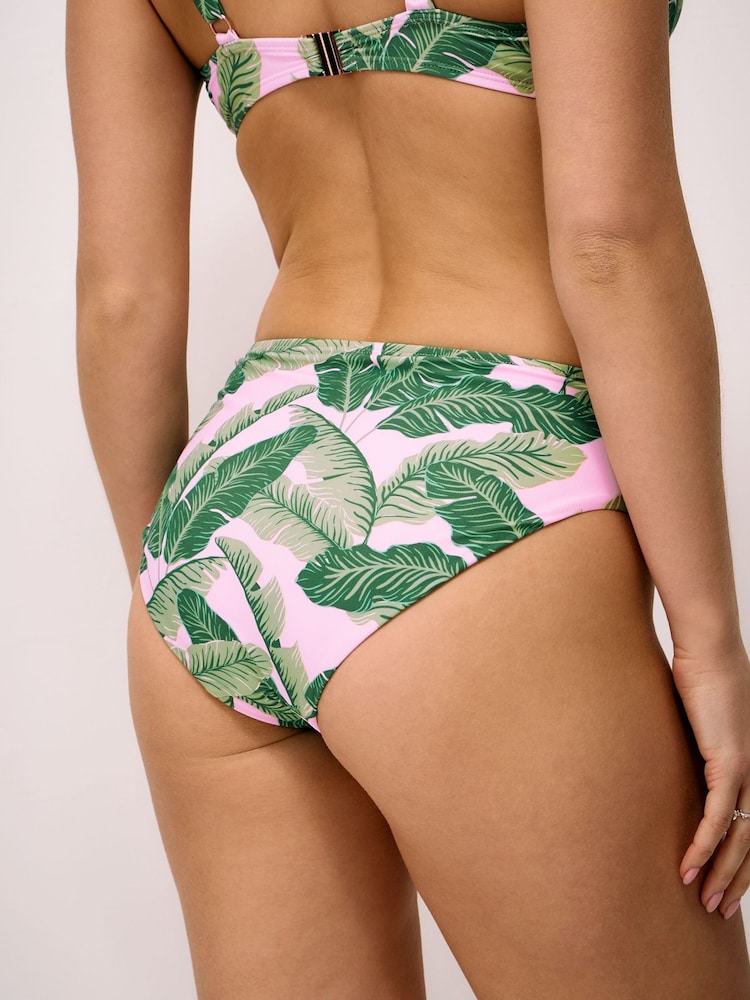 Crew Clothing Pink Palm Print Cross Over Twist Bikini Bottoms - Image 2 of 5