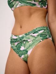 Crew Clothing Pink Palm Print Cross Over Twist Bikini Bottoms - Image 4 of 5
