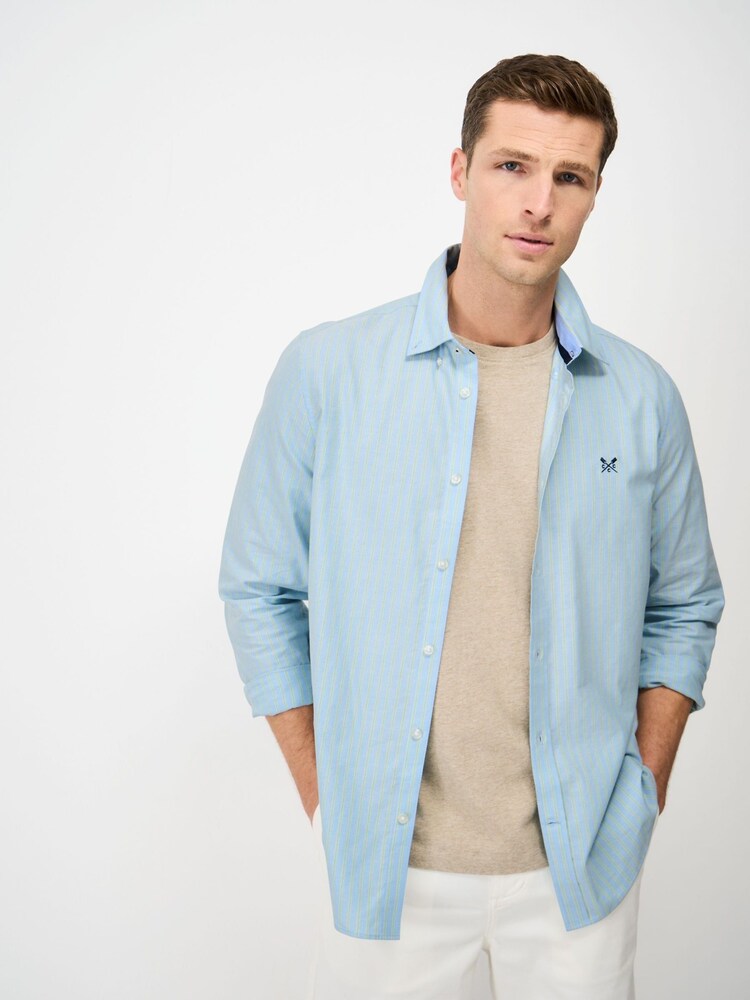Crew Clothing Blue Timsley Stripe Classic Oxford Shirt - Image 1 of 5