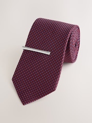 Red Texture Tie with Tie Clip - Image 1 of 3