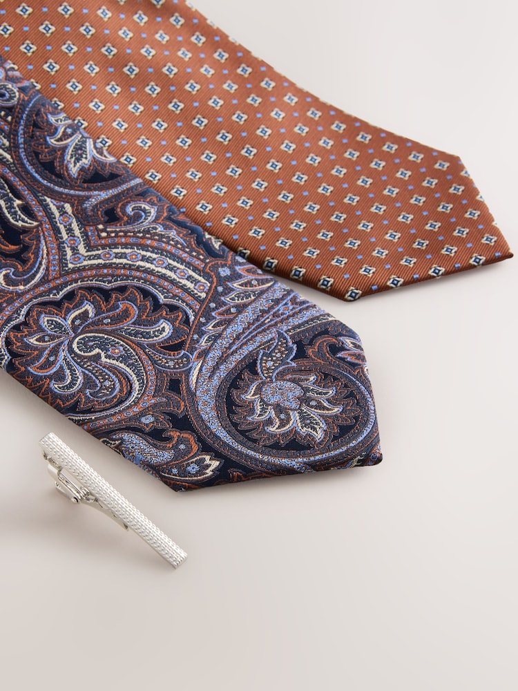 Rust Textured Ties 2 Pack - Image 2 of 5