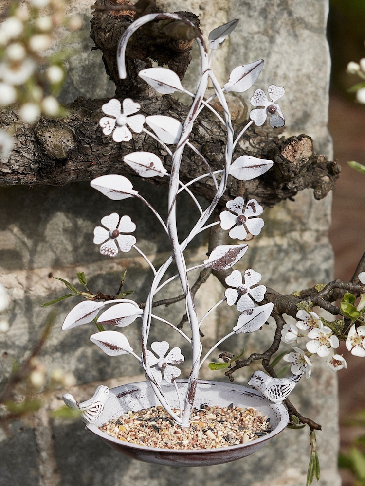 Dibor White Shabby Chic Hanging Bird Feeder - Image 1 of 5