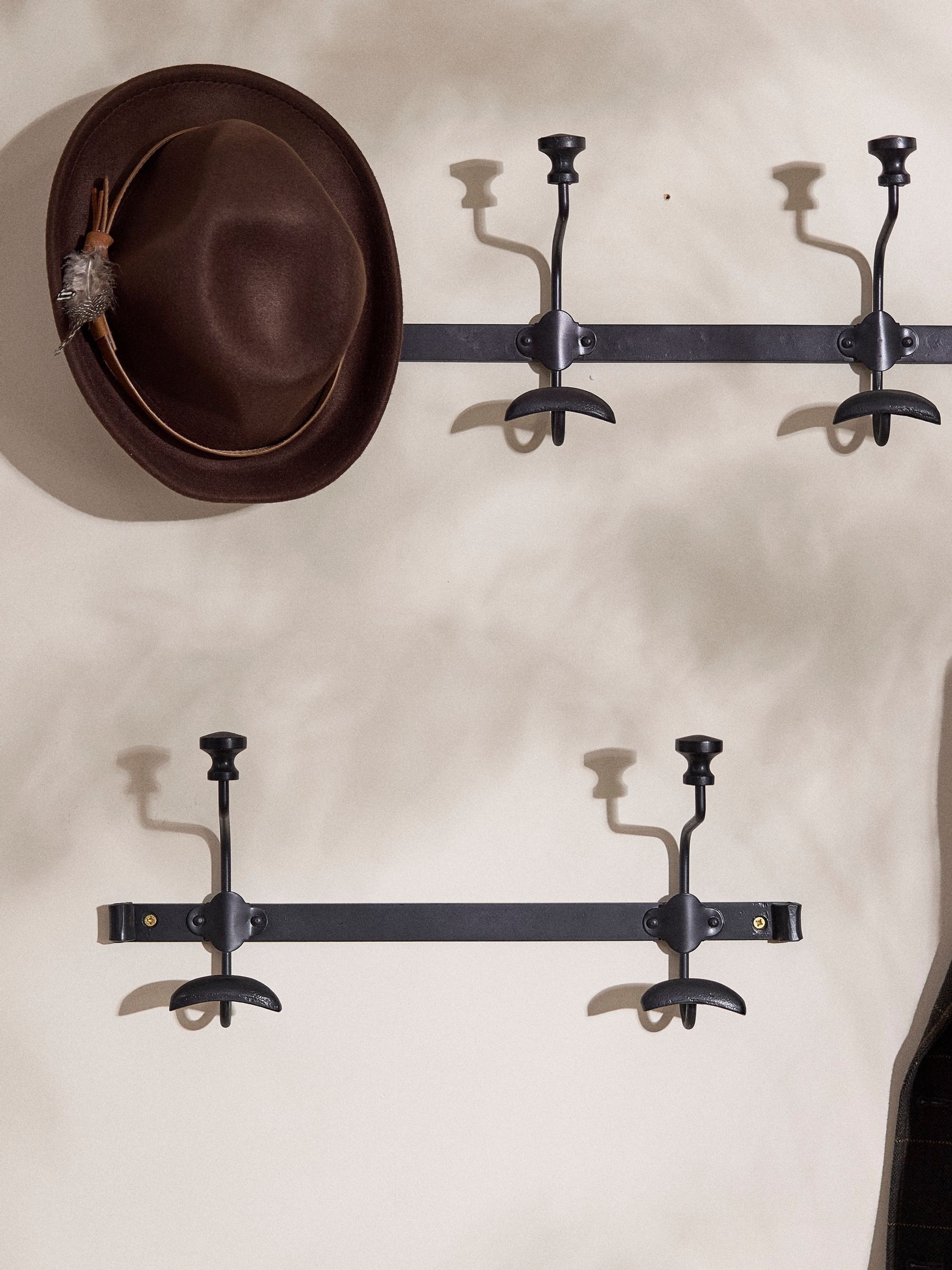 Dibor - Wall Mounted Coat Rack - Black Iron - 2 Hooks - Image 2