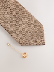 Brown Tie Pocket and Square and Metal Pin Set - Image 2 of 4