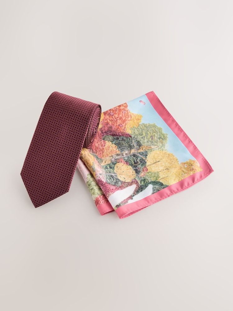 Rust Red Tie Pocket and Square Set - Image 2 of 5 Rust Red Tie Pocket and Square Set - Image 2 of 5