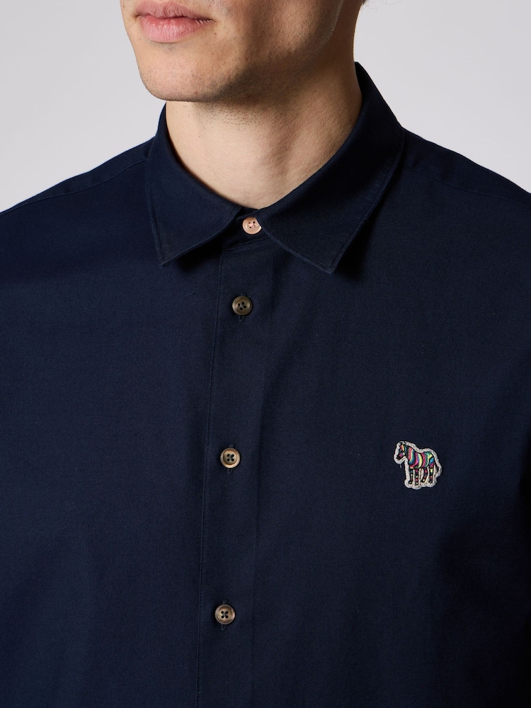 PS Paul Smith Blue Casual-Fit Short Sleeve Logo Shirt - Image 2 of 4