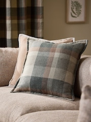 Natural 50 x 50cm Brushed Check Cushion - Image 1 of 4