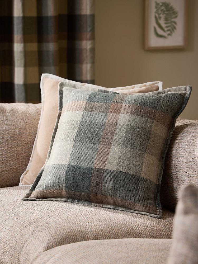 Natural 50 x 50cm Brushed Check Cushion - Image 1 of 4 Natural 50 x 50cm Brushed Check Cushion - Image 1 of 4