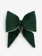 Green 3D Cotton Velvet Bow Cushion - Image 1 of 2