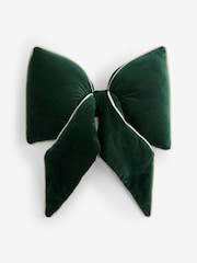 Green 3D Cotton Velvet Bow Cushion - Image 2 of 2