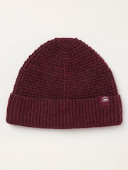 FatFace Burgundy Red Fisherman Waffle Beanie - Image 1 of 3