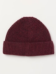FatFace Burgundy Red Fisherman Waffle Beanie - Image 2 of 3