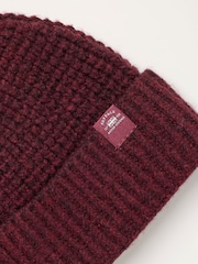 FatFace Burgundy Red Fisherman Waffle Beanie - Image 3 of 3