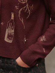 Burgundy Red Practical Magic Licensed Long Sleeve Cardigan - Image 4 of 4