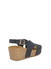 Celtic & Co. Blue Leather Crossover Wedge Sandals - Image 4 of 7