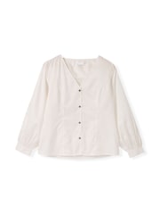 Celtic & Co. White Cotton Blend V-Neck Button Through Blouse - Image 6 of 6