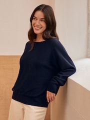 Celtic & Co. Blue Merino Blend Fine Knit Dolman Jumper - Image 2 of 8