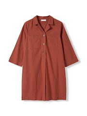 Celtic & Co. Red Placket Detail Knee Length Dress - Image 5 of 7