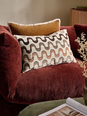 Brown 40 x 59cm Cut Velvet Wiggle Cushion - Image 1 of 5