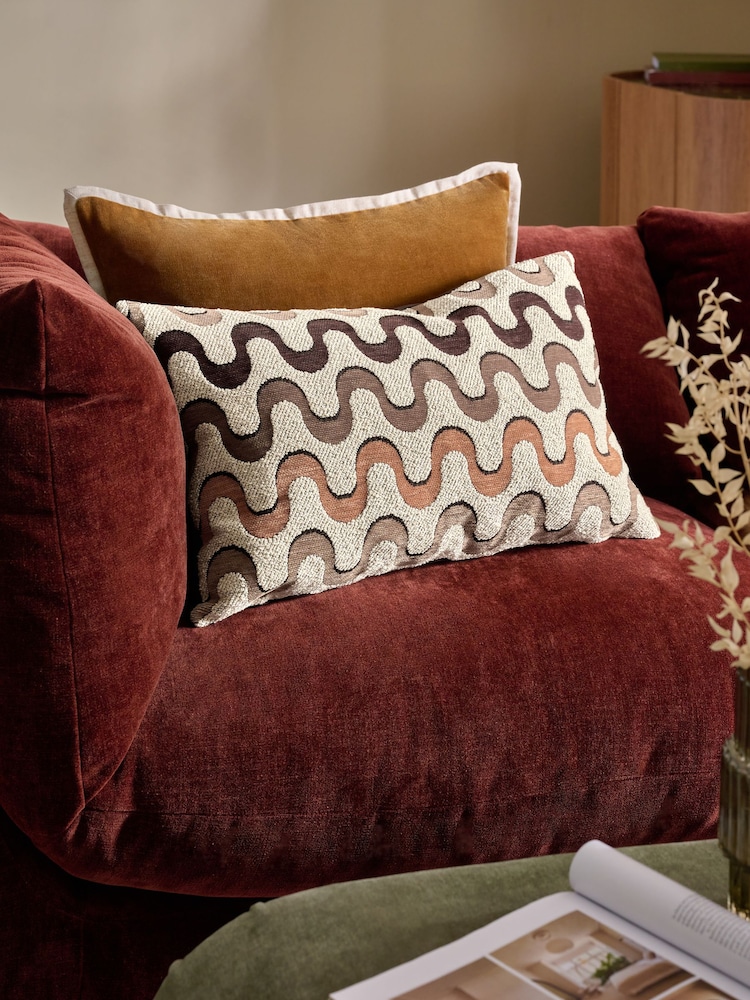 Brown 40 x 59cm Cut Velvet Wiggle Cushion - Image 1 of 5