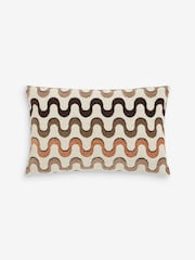 Brown 40 x 59cm Cut Velvet Wiggle Cushion - Image 2 of 5