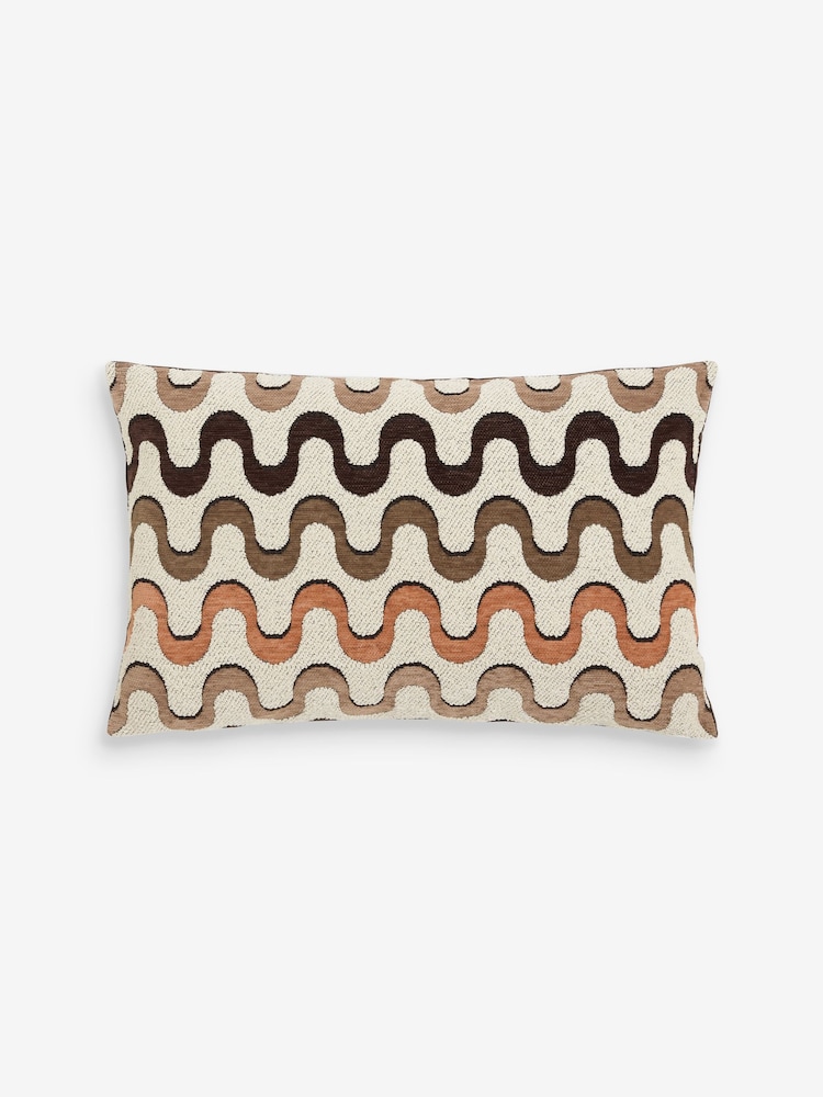 Brown 40 x 59cm Cut Velvet Wiggle Cushion - Image 2 of 5